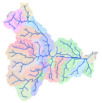 Example stream network derived from elevation model Example stream network derived from elevation model